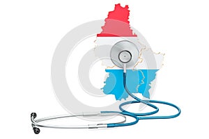 Luxembourg map with stethoscope, national health care concept