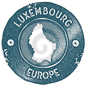 Luxembourg map vintage stamp.