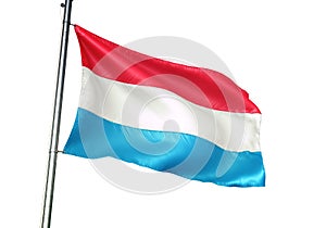 Luxembourg national flag waving isolated on white background realistic 3d illustration