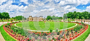 Luxembourg Palace and park in Paris, the Jardin du Luxembourg,