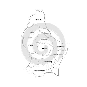 Luxembourg political map of administrative divisions