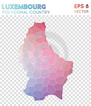 Luxembourg polygonal map, mosaic style country.