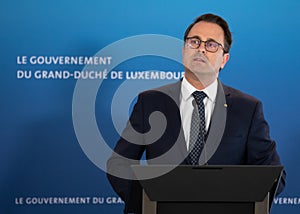 Luxembourg Prime Minister during press briefing
