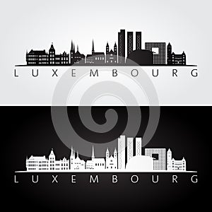 Luxembourg skyline and landmarks silhouette