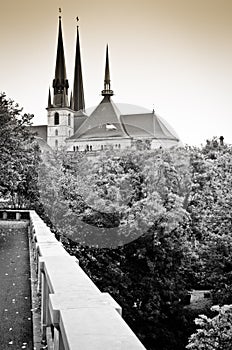 Luxembourg skyline in sepia