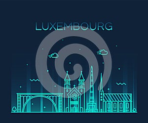 Luxembourg skyline vector linear style city trendy