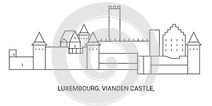 Luxembourg, Vianden Castle, travel landmark vector illustration