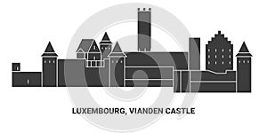 Luxembourg, Vianden Castle, travel landmark vector illustration