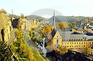 Luxembourg view of Grund and Abbey de Neumunster photo