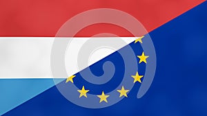 Luxembourger and Europe flag. Brexit concept of Luxembourg leaving European Union