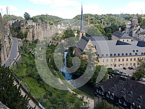 Luxemburg, ancients wall and modern buildings photo