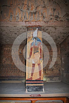 Luxor, Egypt - 28 Feb 2017. Frescos in the ancient necropolis Valley of the Kings in Luxor
