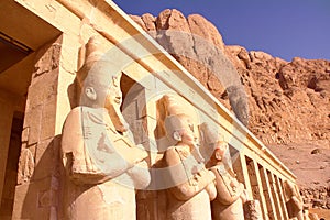 LUXOR, EGYPT: Osiris statue at Hatshepsut temple