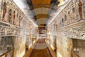 Luxor, Egypt - September 11, 2018: Tomb KV11 is the tomb of Ancient Egyptian Pharaoh Ramesses III. Located in the main valley of