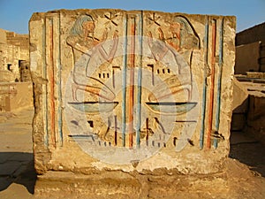 Luxor: Polychromed carvings at Medinet Habu temple