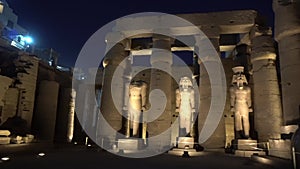 Luxor temple Egypt landmark at night uplight architecture and sculture