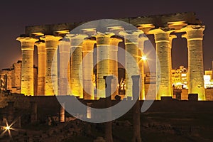 Luxor Temple Exterior in Egypt by Night