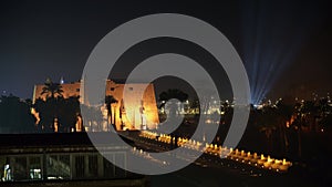 Luxor temple lightshow at night, Luxor, Egypt