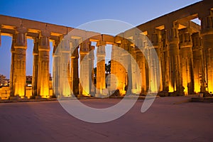Luxor temple at night. (Luxor, Thebes, Egypt) photo