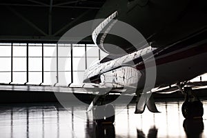 Business Jet in Hangar
