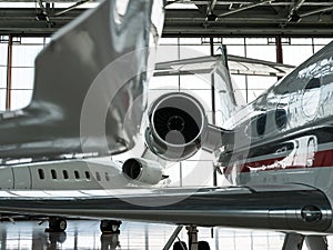 Luxorious Business Jets in Hangar photo