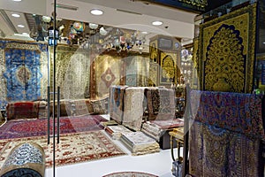 Luxorious shop with Traditional Arabic Products in Dubai, expensive arabian carpet store