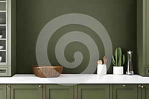 Luxuary Creative Kitchen idea, wall paint color orion olive