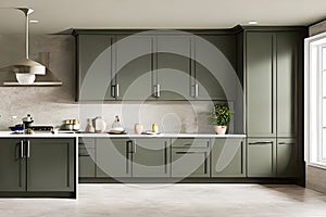 Luxuary Creative Kitchen idea, wall paint color orion olive