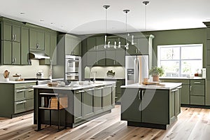 Luxuary Creative Kitchen idea, wall paint color orion olive