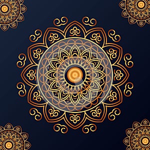 Luxuary Mandala Vector Design With Golden Color and Islamic Pattern, Ramadan and Eid Mubarak Decorative Mandala Design