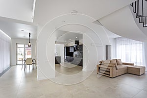 Luxure hall interior white loft flat apartments photo