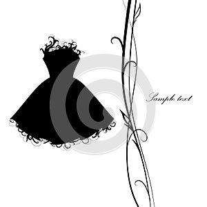 Luxuriant black dress. vector, black dress with delicate element