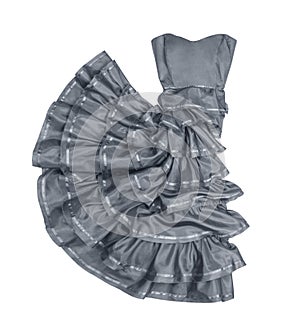 Luxuriant gray strapless dress in movement