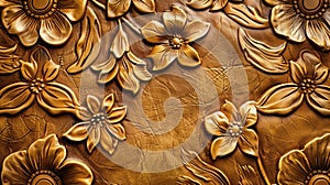 Luxuriate in the tactile beauty of leather texture with embossed floral patterns, a timeless and elegant touch. Ai Generated
