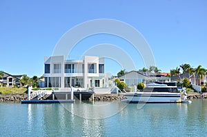 Luxuries houses along  the river in Australia