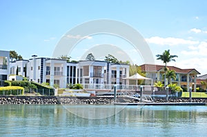 Luxuries houses along the river in Australia photo