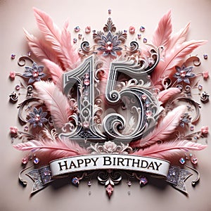 Luxurious 15th Birthday Festive Number