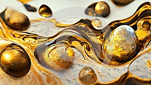 Luxurious abstract painting fluid art . A mixture of colors, waves and golden curls. For posters, other printed materials. 3d