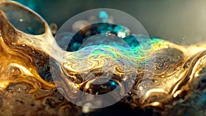 Luxurious abstract painting fluid art . A mixture of colors, waves and golden curls. For posters, other printed materials. 3d