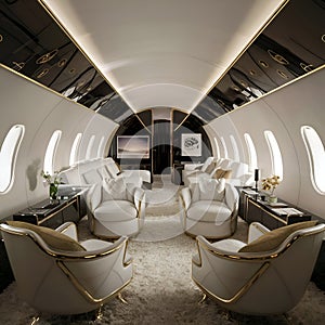 luxurious airplane salon interior. Ai generated