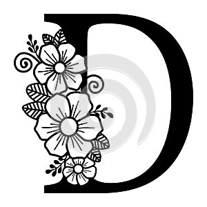 Luxurious Alphabet D Eps format, Laser cut alphabet, Decorative letter, Floral alphabet.