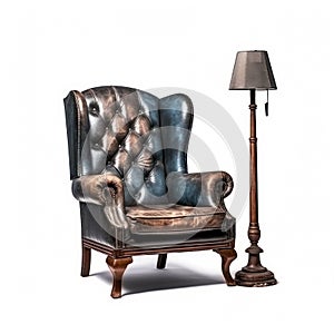 Luxurious, antique armchair on a white, isolated background. Old, palace furniture.