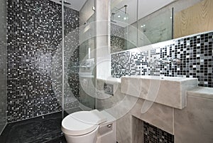 Luxurious bathroom in black and white
