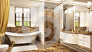 Luxurious bathroom in classic style