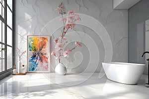 luxurious bathroom decoration Modern design with elegant frames and stunning paintings