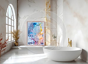 luxurious bathroom decoration Modern design with elegant frames and stunning paintings