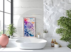 luxurious bathroom decoration Modern design with elegant frames and stunning paintings