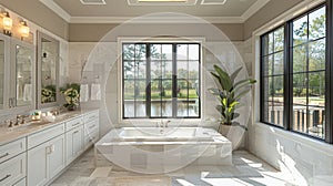 Luxurious Bathroom With Large Tub and Window