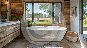 Luxurious Bathroom With Large Tub and Window