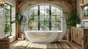 Luxurious Bathroom With Large Tub and Window